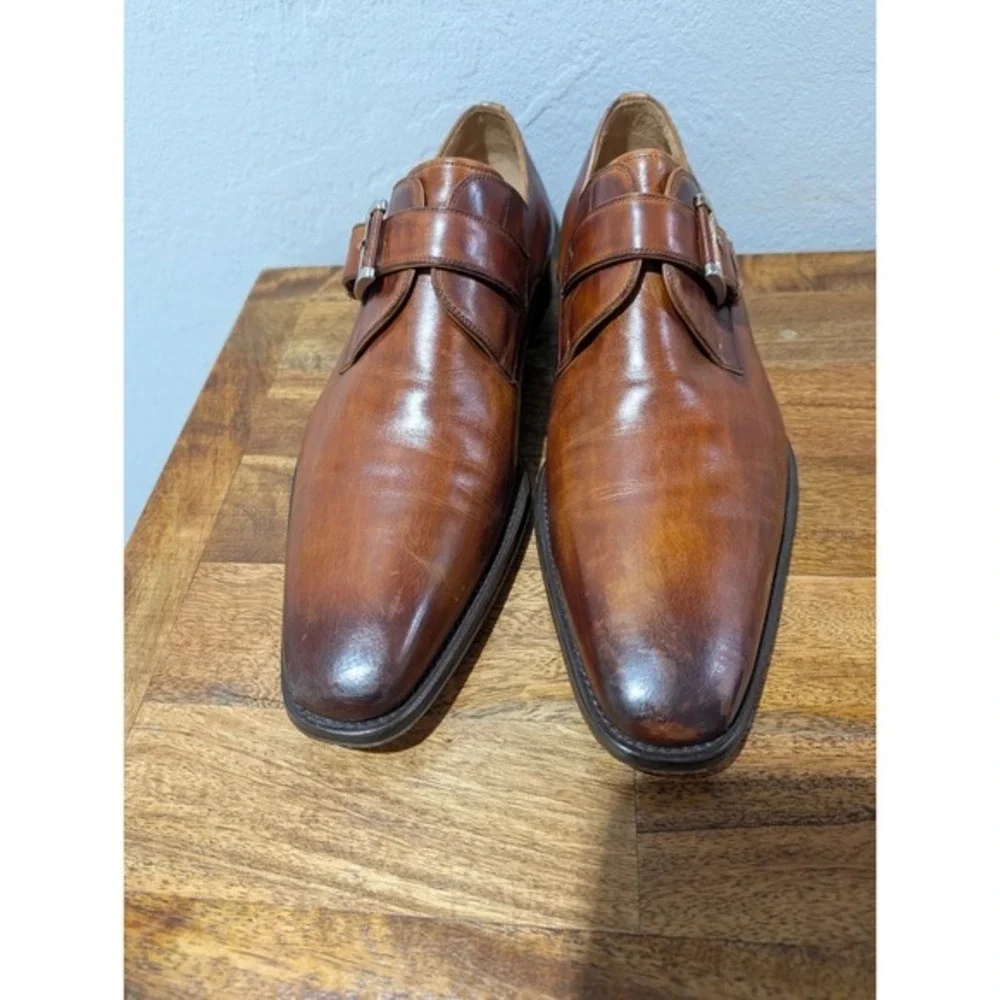 MAGNANNI‎ - Mens 10.5m Monk Strap Buckle Leather Shoes
